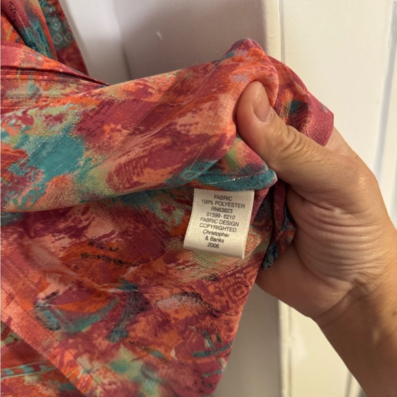 Christopher & Banks Orange and Green Button-Down Shirt. Size medium. - Picture 4 of 5